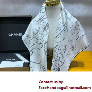 Chanel Silk Twill Black  &  white square scarf AA9820 2024